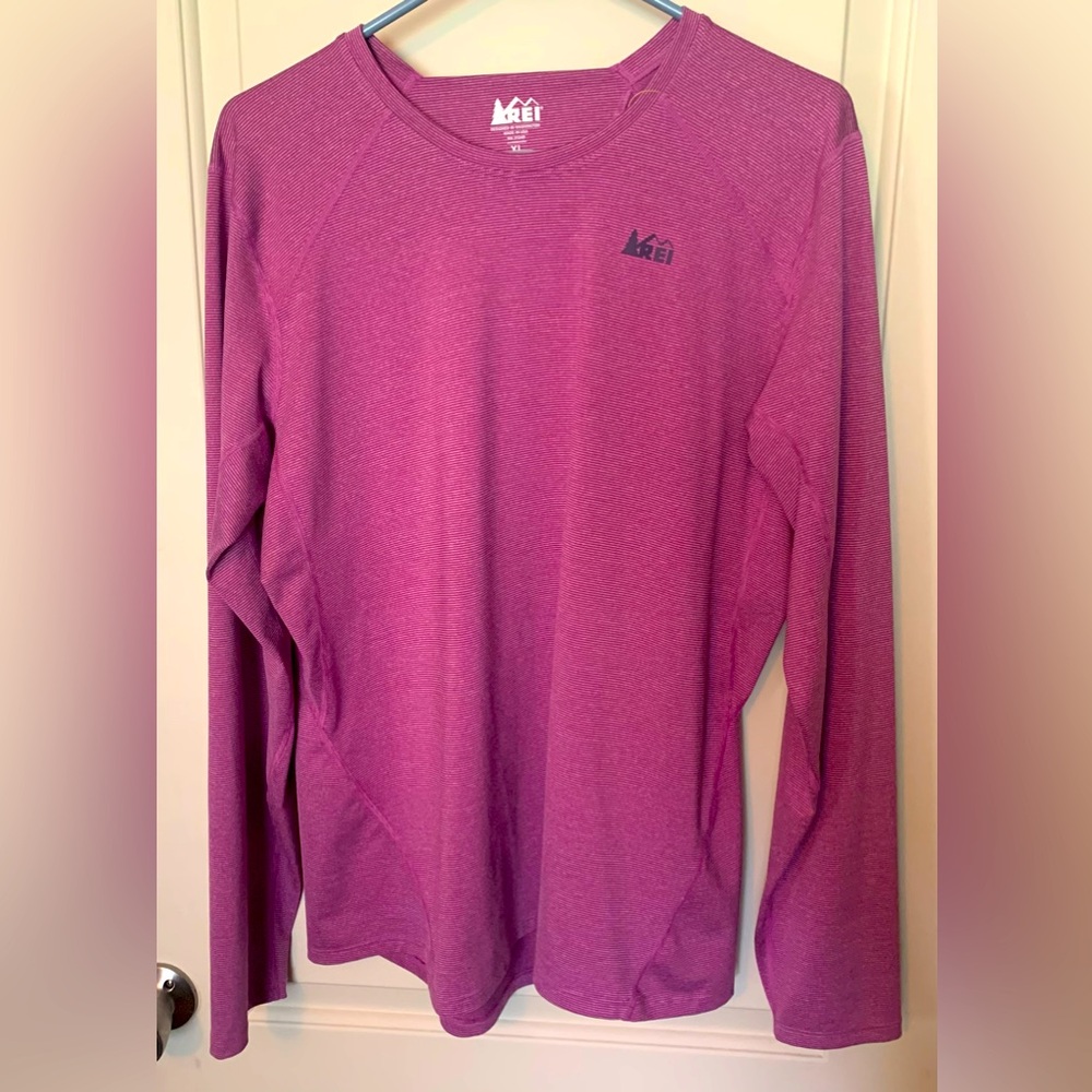REI Women’s Purple Striped Mid-weight Long Sleeve Athletic Shirt XL